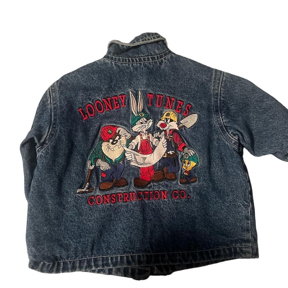 Looney toons Jean jacket ; size 6 months but runs big